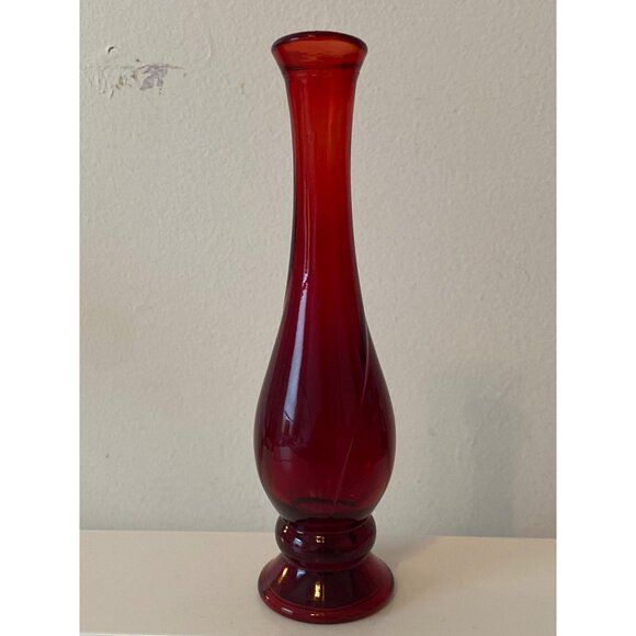 Ruby Red Avon Glass Swirl Unforgettable Cologne Bottle Bud Vase Empty VTG - Picture 3 of 12